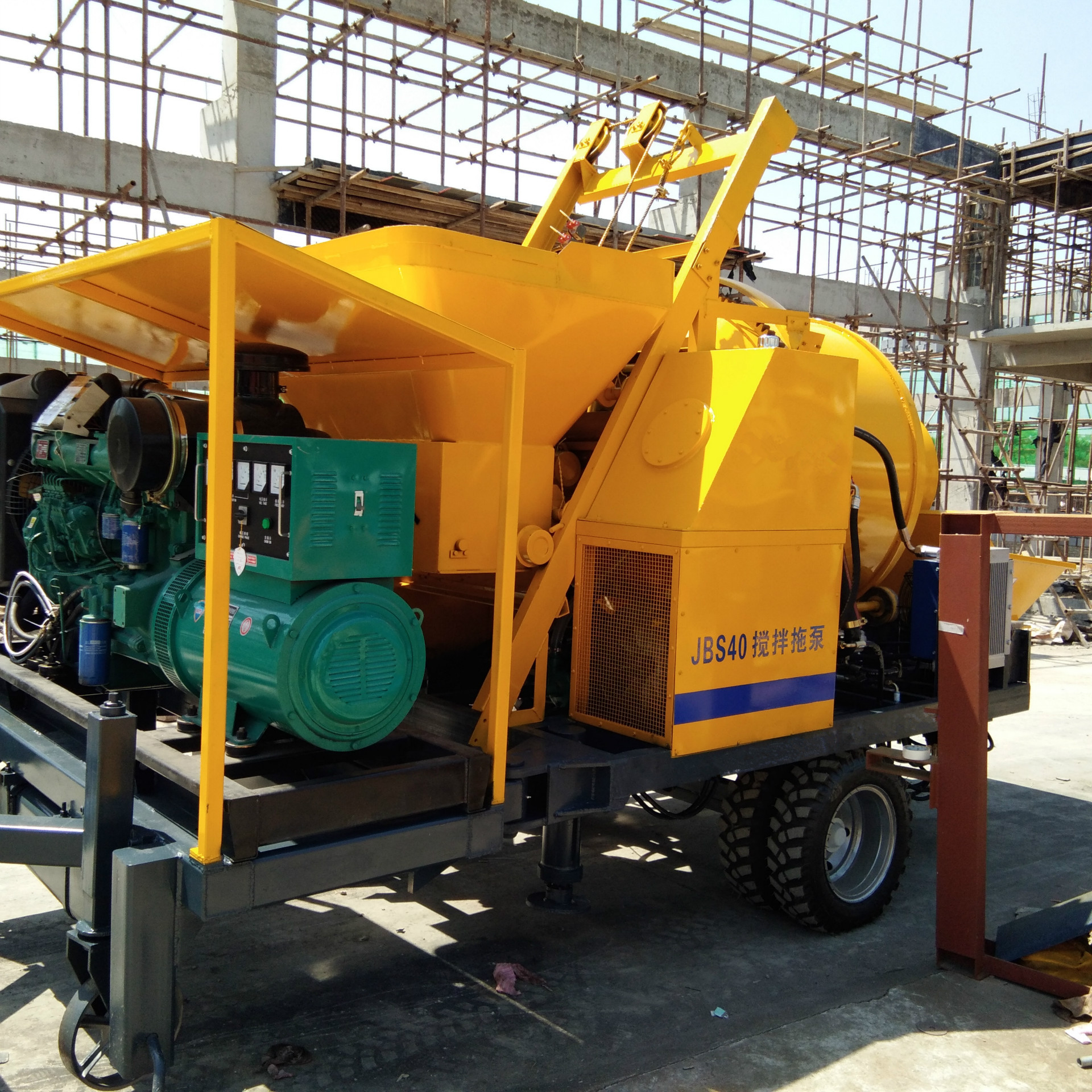 农村建房混凝土搅拌地泵混凝土搅拌机带泵油电两用搅拌机输送泵