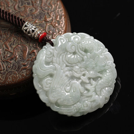 玉石翡翠龙凤呈祥龙凤配吊坠挂件龙凤对玉牌吊坠情侣男女款包邮