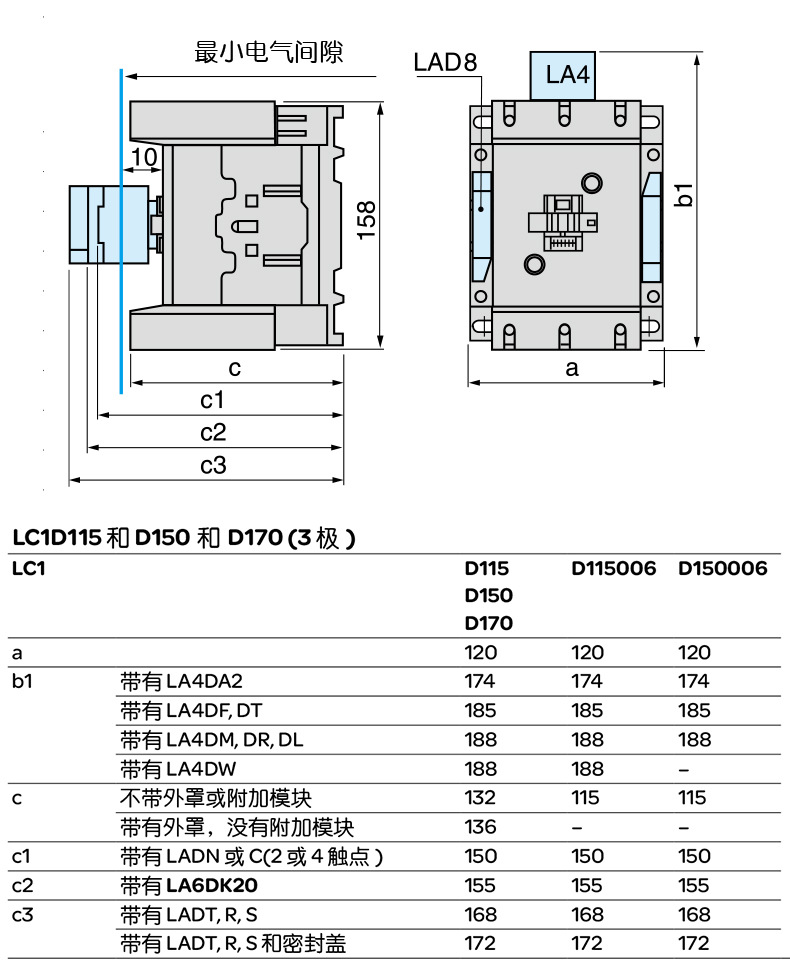 施耐德交流接触器 lc1d09/18/40/65/150m7c/q7c 220v/380v接触器
