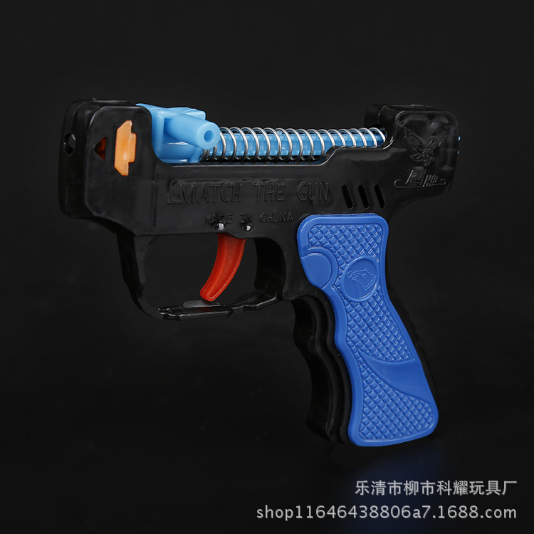 厂家创意简约金属弹簧玩具枪仿真儿童益智玩具彩色火柴枪