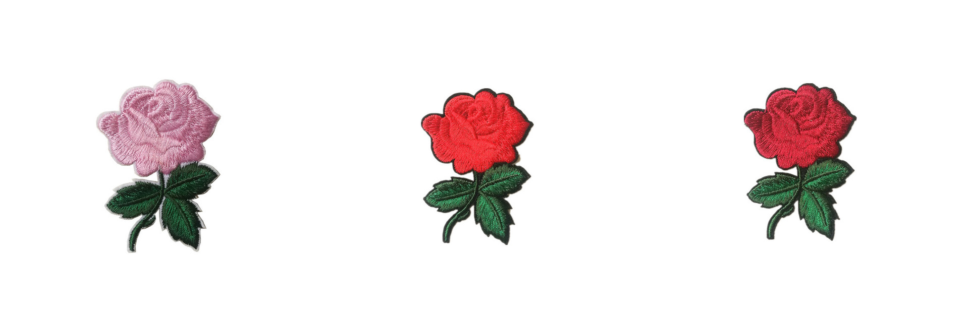 经典款多色小玫瑰服装布贴贴花贴布绣可定制商标绣花图案厂批发