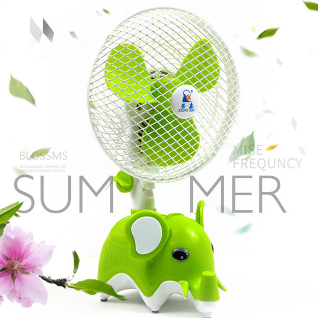 荣鑫180大象摇头台扇 学生扇迷你风扇可摇头二档可调儿童卡通扇