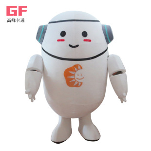 厂家供应白色机器人卡通人偶专业定做各种卡通成人表演服装服饰