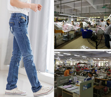 淘工厂加工定做牛仔裤女长裤批发来图来样加工厂家贴牌生产定做