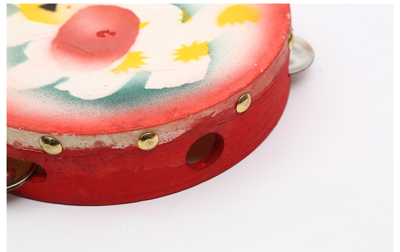 批发手拍鼓音乐教育2号花铃鼓红色手铃鼓 新疆鼓木质乐器一件代发