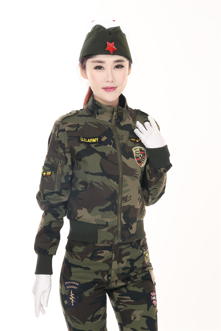 2018春季新款户外女装迷彩服军绿女军装套装女水兵舞蹈服装