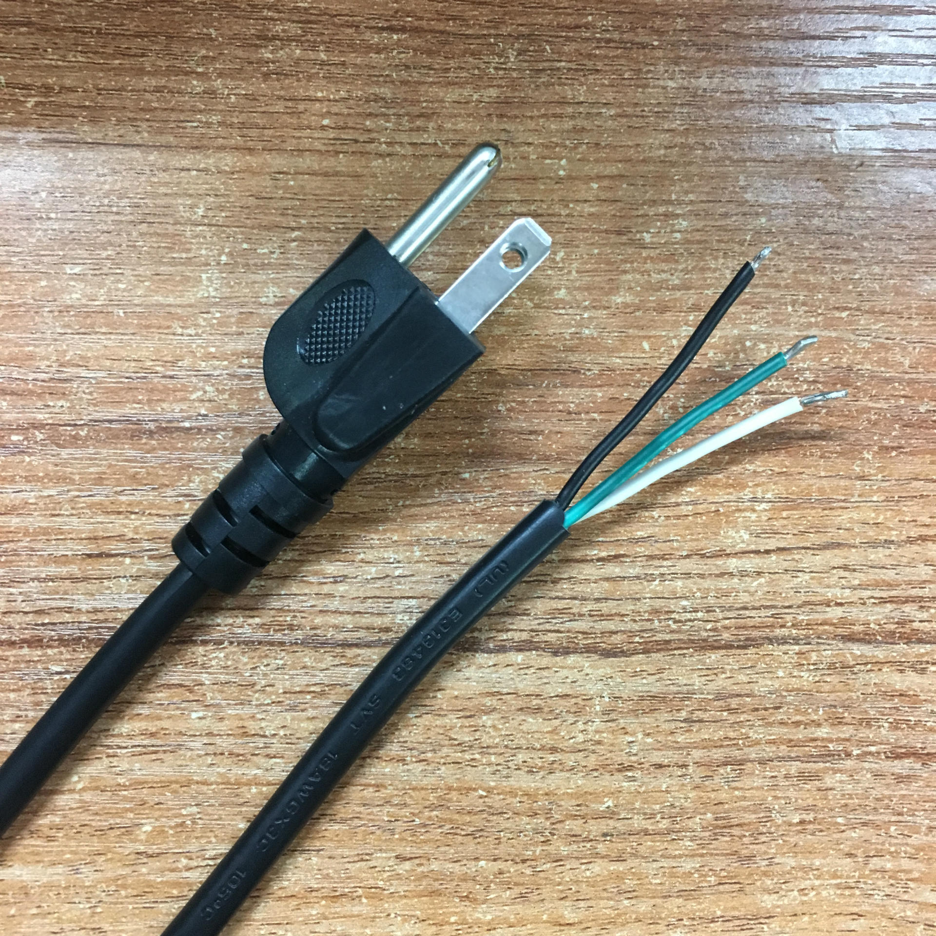 5米美标美规电源线美式3芯电源线剥皮上锡etl认证0.824