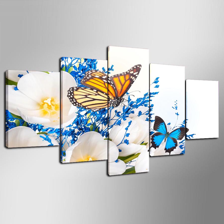 画谷厂家直销数码印刷拼接装饰画五联蝴蝶速卖通wish爆款热