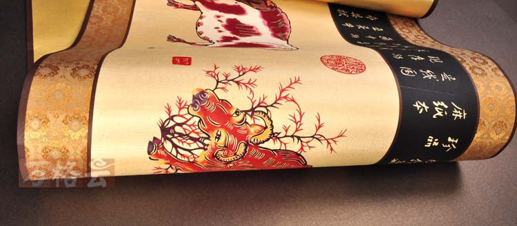 厂家供应蔚县剪纸画大幅窗花小五牛图民间手工艺外事出画礼品批发