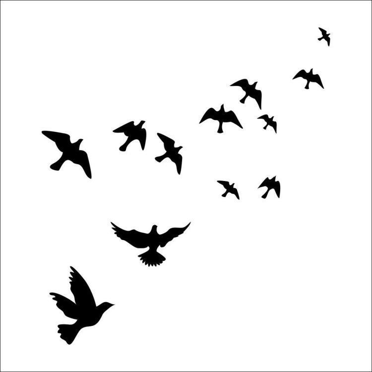 hy121黑色精雕飞翔的小鸟墙贴白鸽百鸟朝凤橱窗咖啡厅装饰贴纸