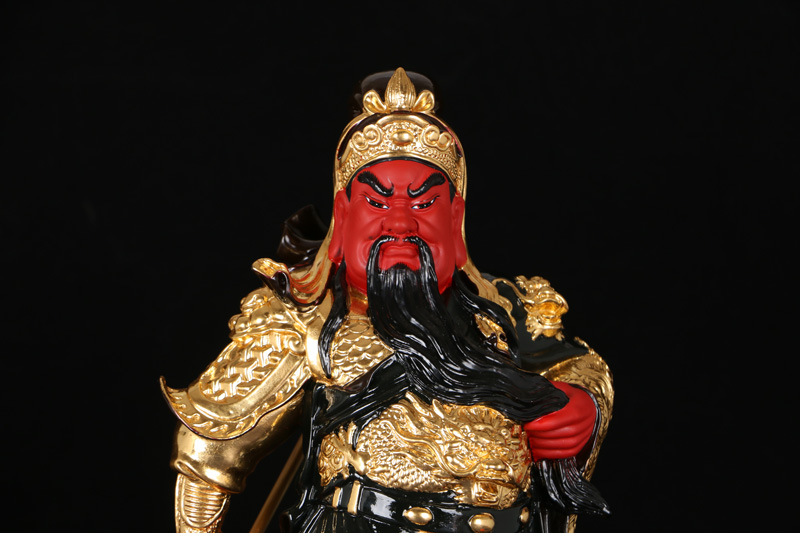 圆通工艺铜贴金伽蓝神关二爷关圣帝君九龙关公关羽护法佛像