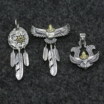 明星同款朋克风潮人个性太阳盾牌吊牌925银吊坠男女手工diy挂坠