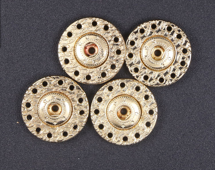 精美高档复古花型金色毛昵大衣按扣隐形金属子母扣毛衣摁扣暗扣子