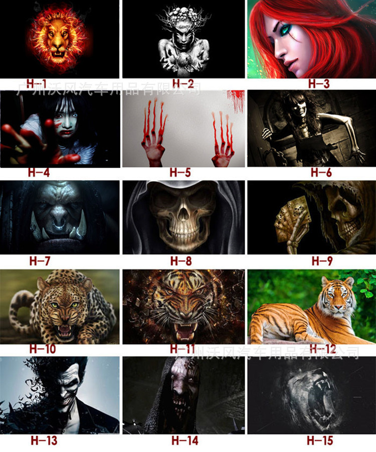 h1-54个性汽车3d立体贴纸后档贴恐怖贴纸搞怪玻璃透视魔鬼贴膜