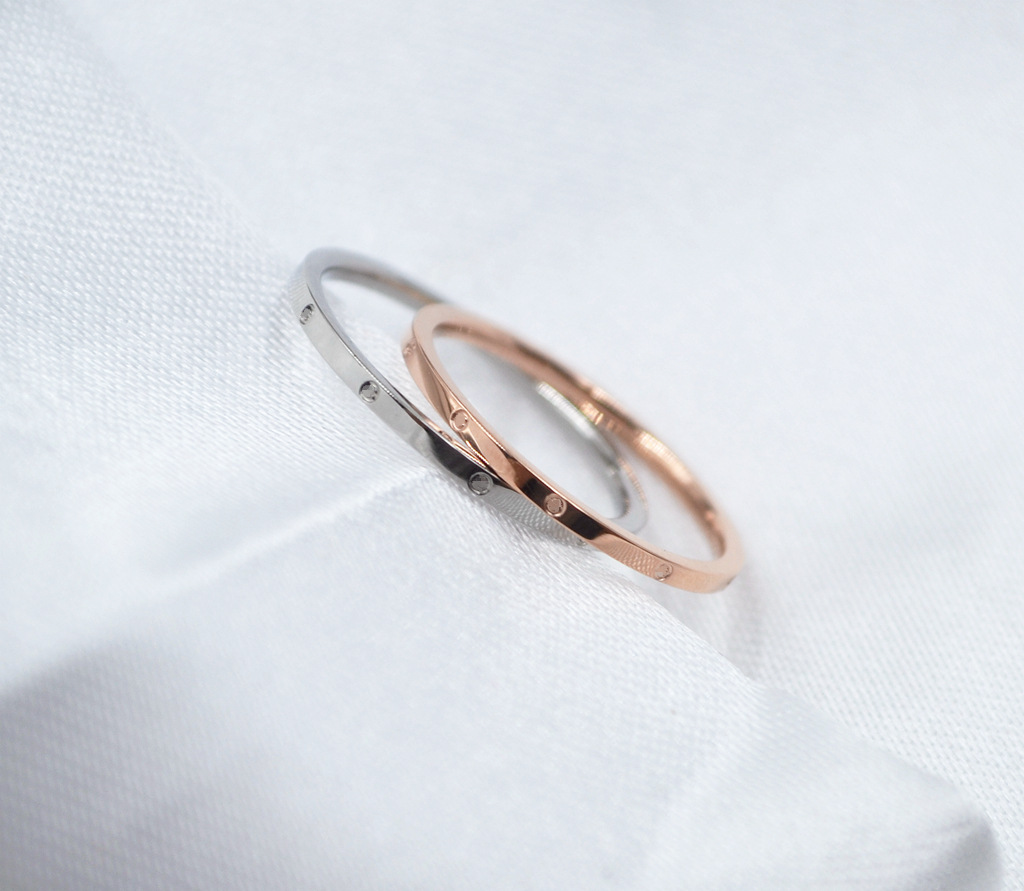 Korean-Style Simple Ultra-Fine Two-Joint Glossy Ring Female Index Finger Little Finger Ring Titanium Steel Plated Women's Rose Gold Ornament