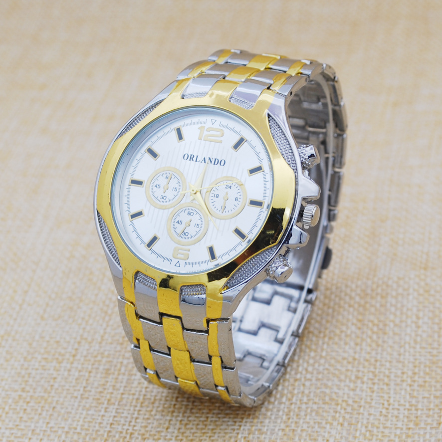 外贸orlando石英钢带手表 男士商务礼品表 电子手表
