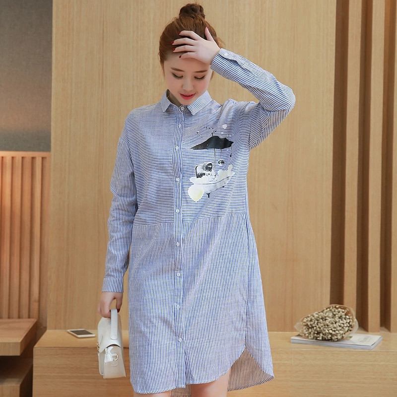 春装新款大码胖妹妹显瘦韩范衬衣孕妇连衣裙8