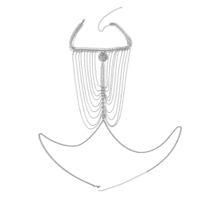 2018新款时尚欧美项链 外贸饰品原单链条流苏跨境身体链批发