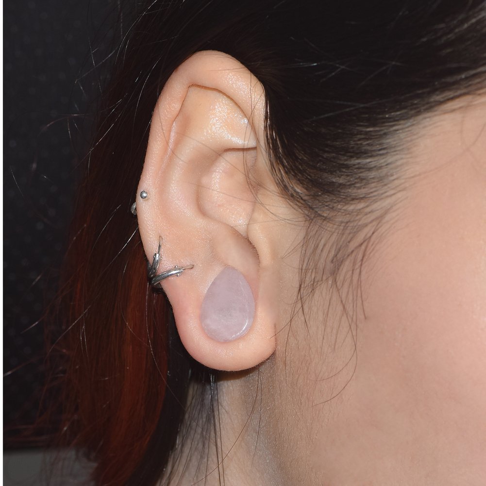 欧美新款水滴石头耳扩蛋白石粉晶绿东陵黑玛瑙扩耳器耳廓穿刺饰品