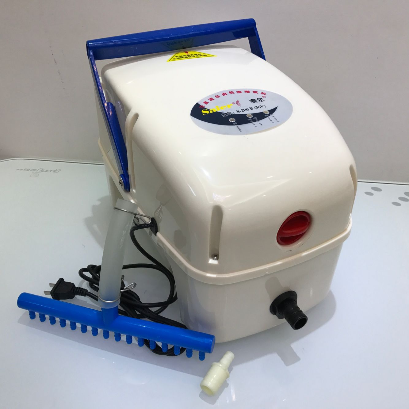 s-200b交直流两用增氧机300w16孔强力曝气鱼缸渔业养殖育苗充氧机