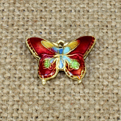 传统景泰蓝烧蓝冲压珐琅银蓝20mm*15mm蝴蝶挂件diy饰品配件挂坠