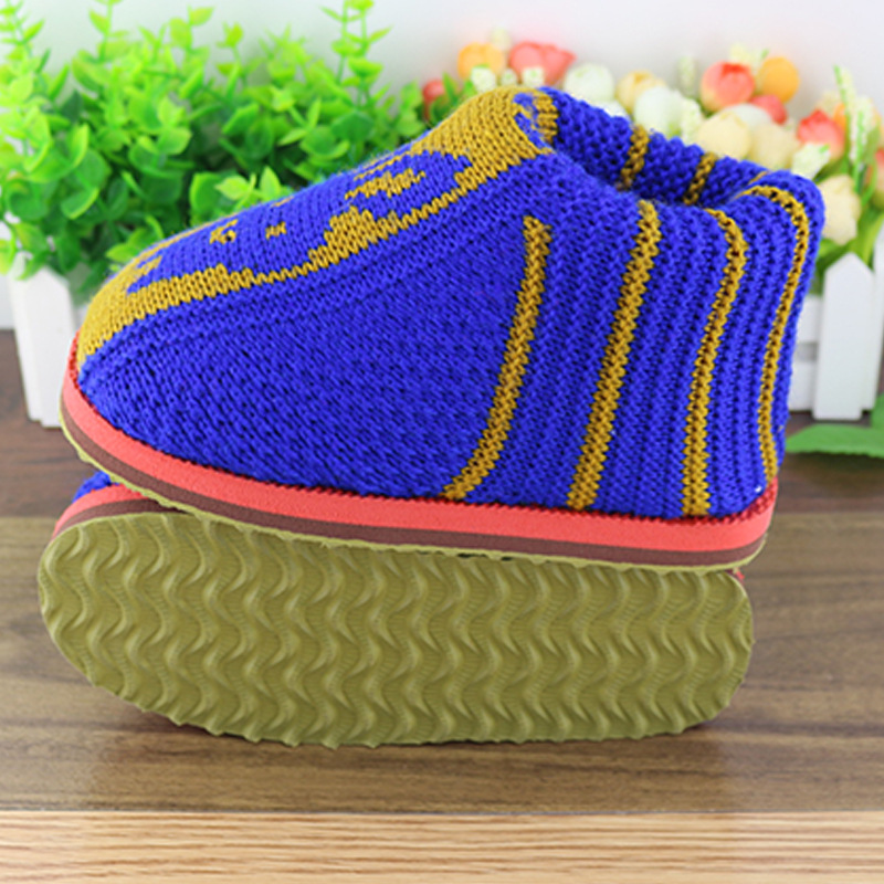 新款毛线童棉鞋靓仔家居手工保暖棉靴男童女童亮色毛线鞋一件大发
