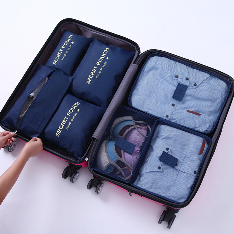 High Quality Cross-Border Hot Travel Buggy Bag Waterproof Seven-Piece Business Travel Luggage Classification Organize and Storage Suit