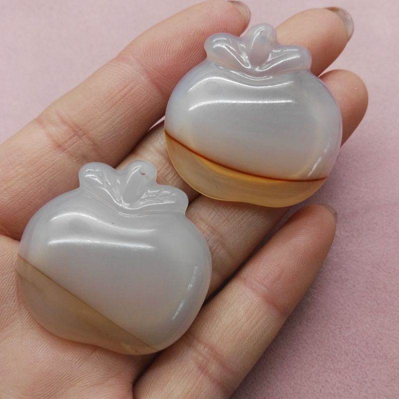 天然玉髓俏色玉石苹果(平平安安)吊坠玛瑙玉器挂件饰品项链