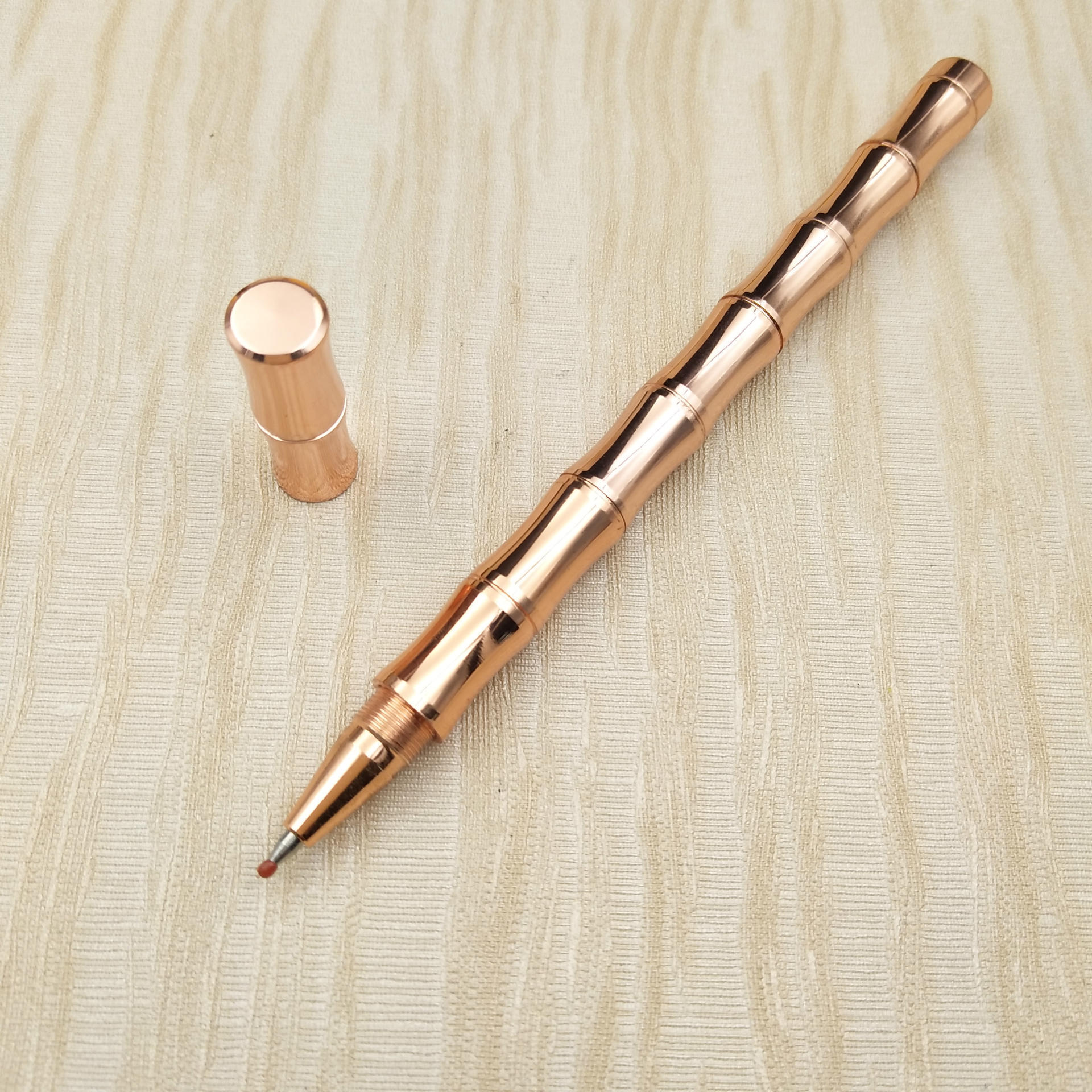 厂家直销 电镀多色竹节黄铜笔 金属中性签字笔