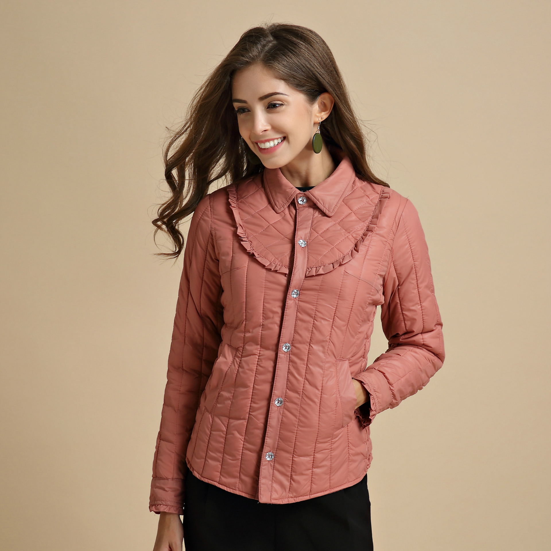 杉宣批发女士棉服保暖内胆女款修身冬季款女式棉袄8501