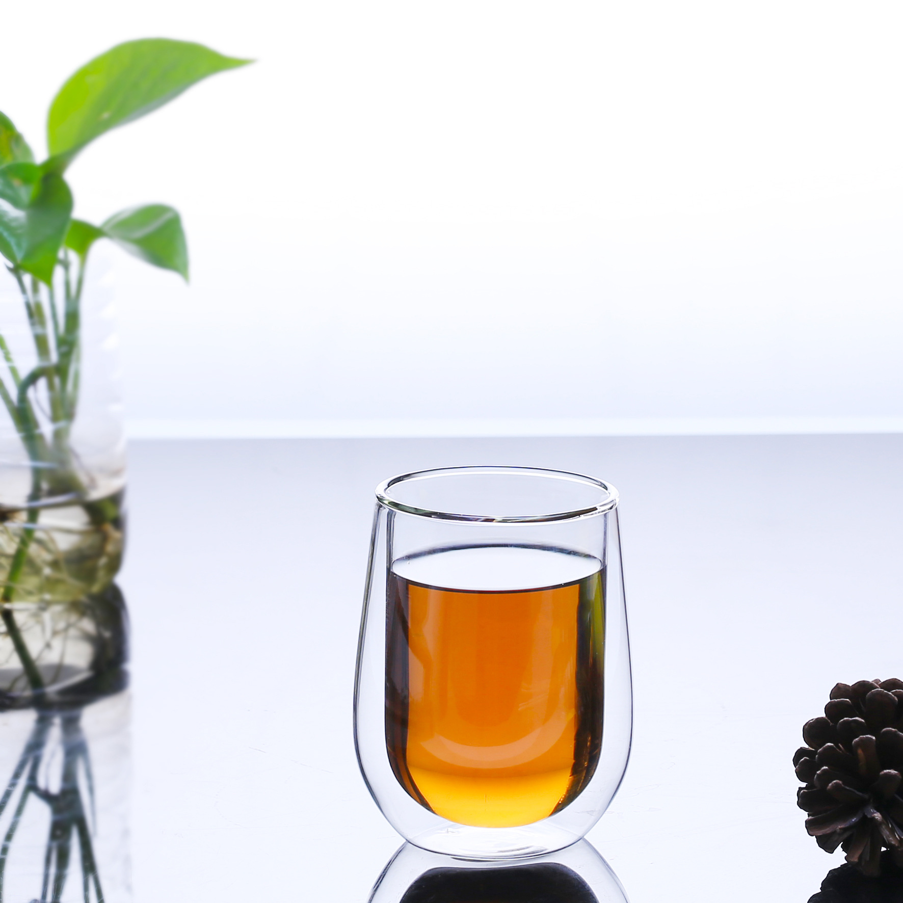 【特价带logo尾货】双层隔热透明玻璃杯创意咖啡杯果汁杯饮料杯子