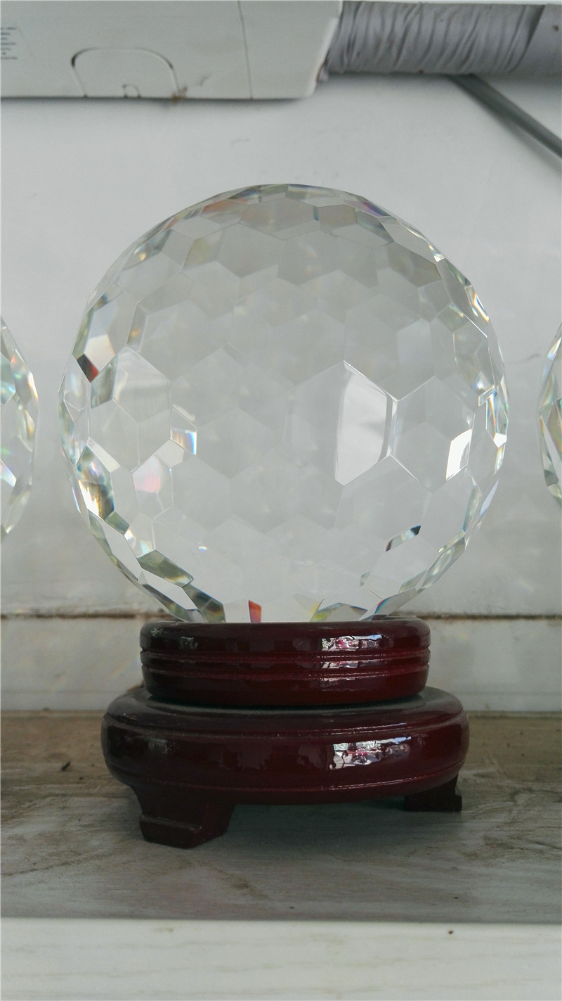 20200mm水晶玻璃灯饰球多切面蜂窝面打孔球crystalfacetedball