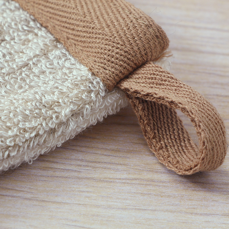 中麻方口沐浴手套 清洁 沐浴 搓背手套