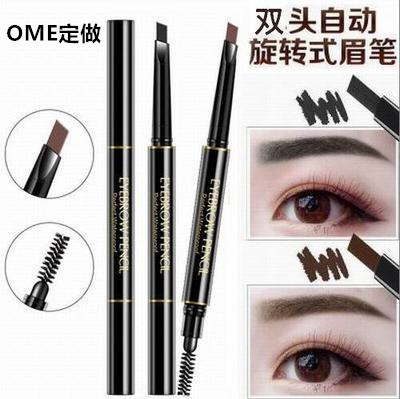 Korean Raw Material Squeeze Refill Five-Color Double-Headed Brush Automatically Rotate Eyebrow Pencil New Triangle Eyebrow Pencil