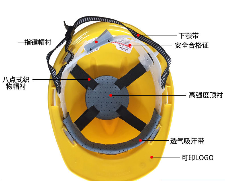 印字安全帽 建筑工地透气安全帽 三筋abs塑料安全帽 劳保头盔厂家