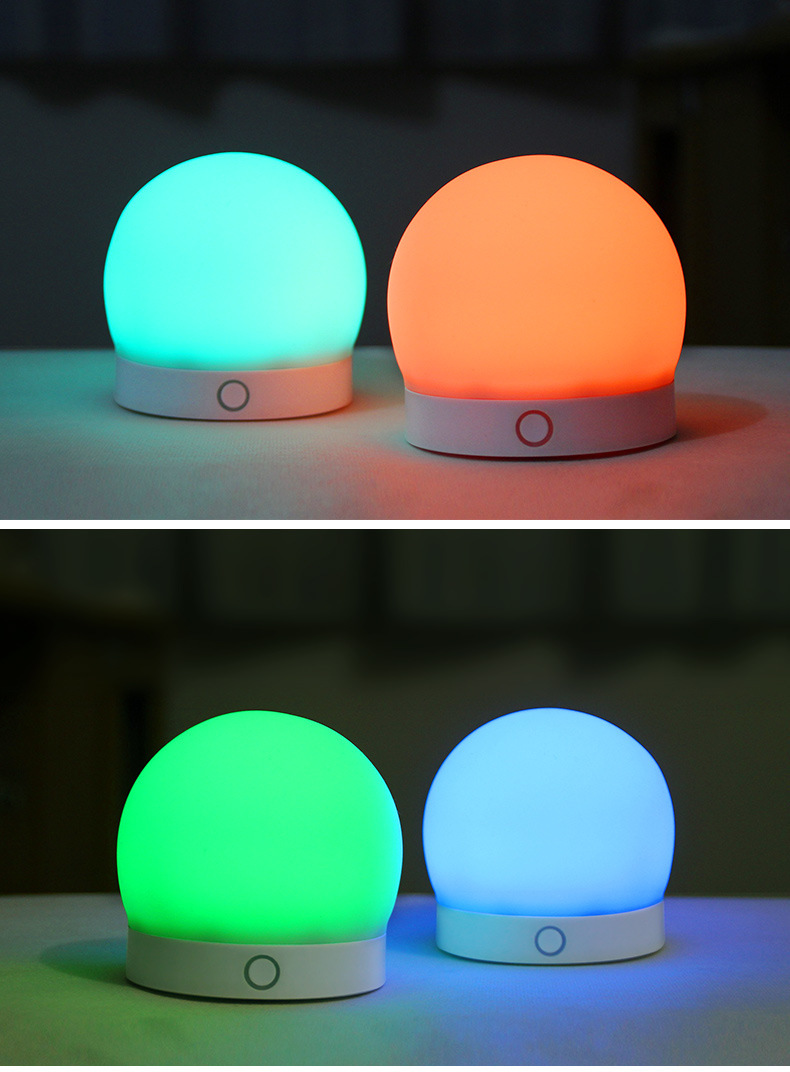 圆形情感七彩硅胶小夜灯 迷你usb床头拍拍小夜灯氛围灯 创意礼品