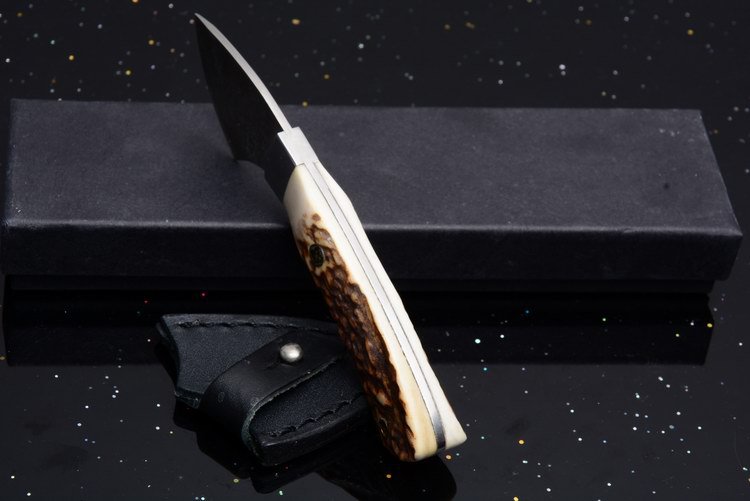 厂家直销 不锈钢古马茶刀普洱茶刀 撬茶饼工具 鹿角大马士革茶刀