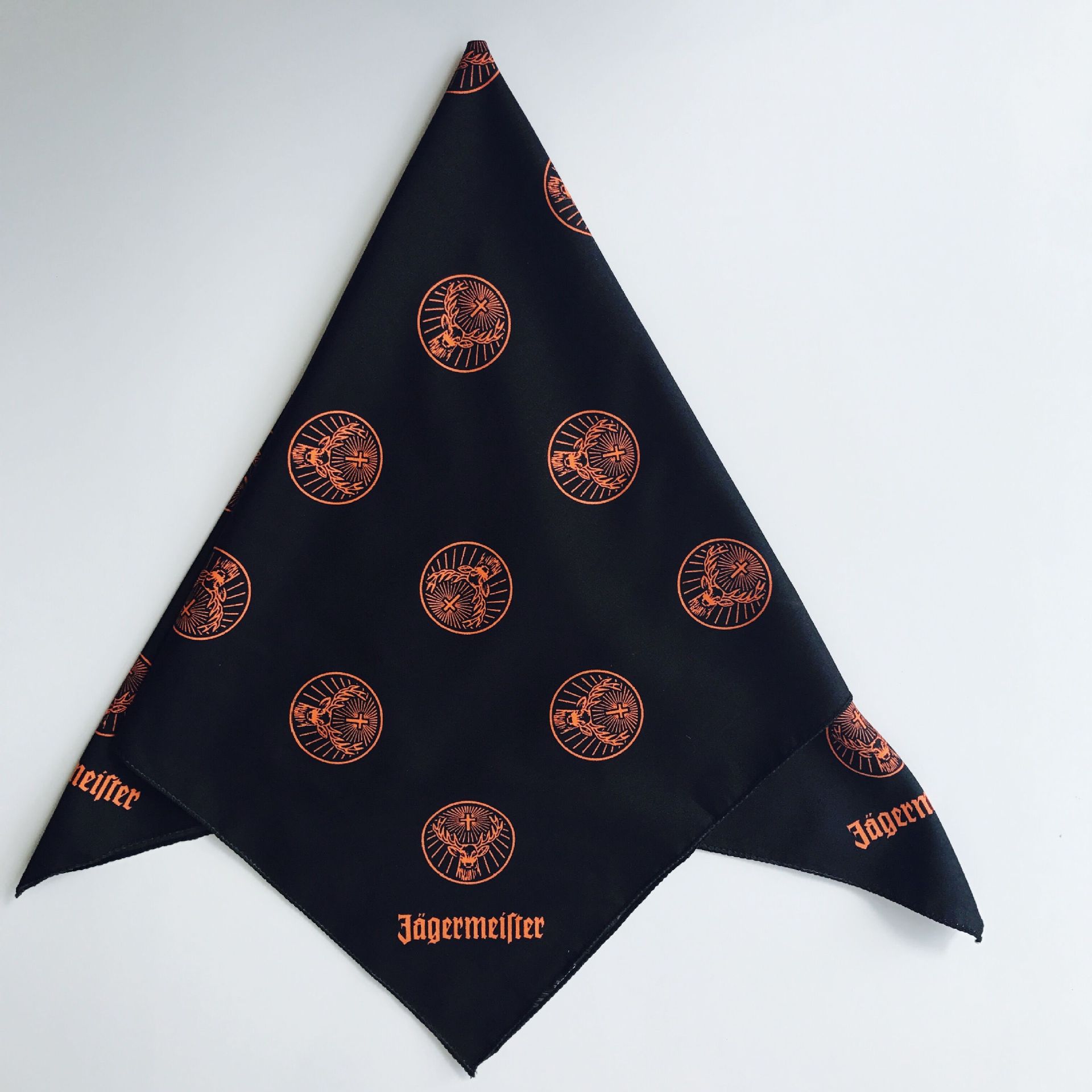 工厂 颜色logo 出口 全涤活性印花头巾 十字架 黑色 基督教徒