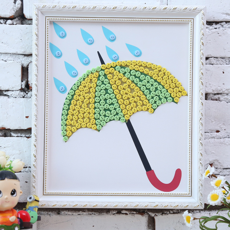 新款创意儿童玩具diy手工制作材料包益智纽扣画幼儿园学生粘贴画