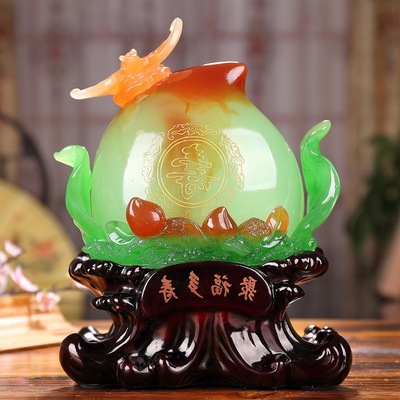 摆件 大寿桃摆件工艺品 添福多寿 老人生日礼物 贺寿吉祥装