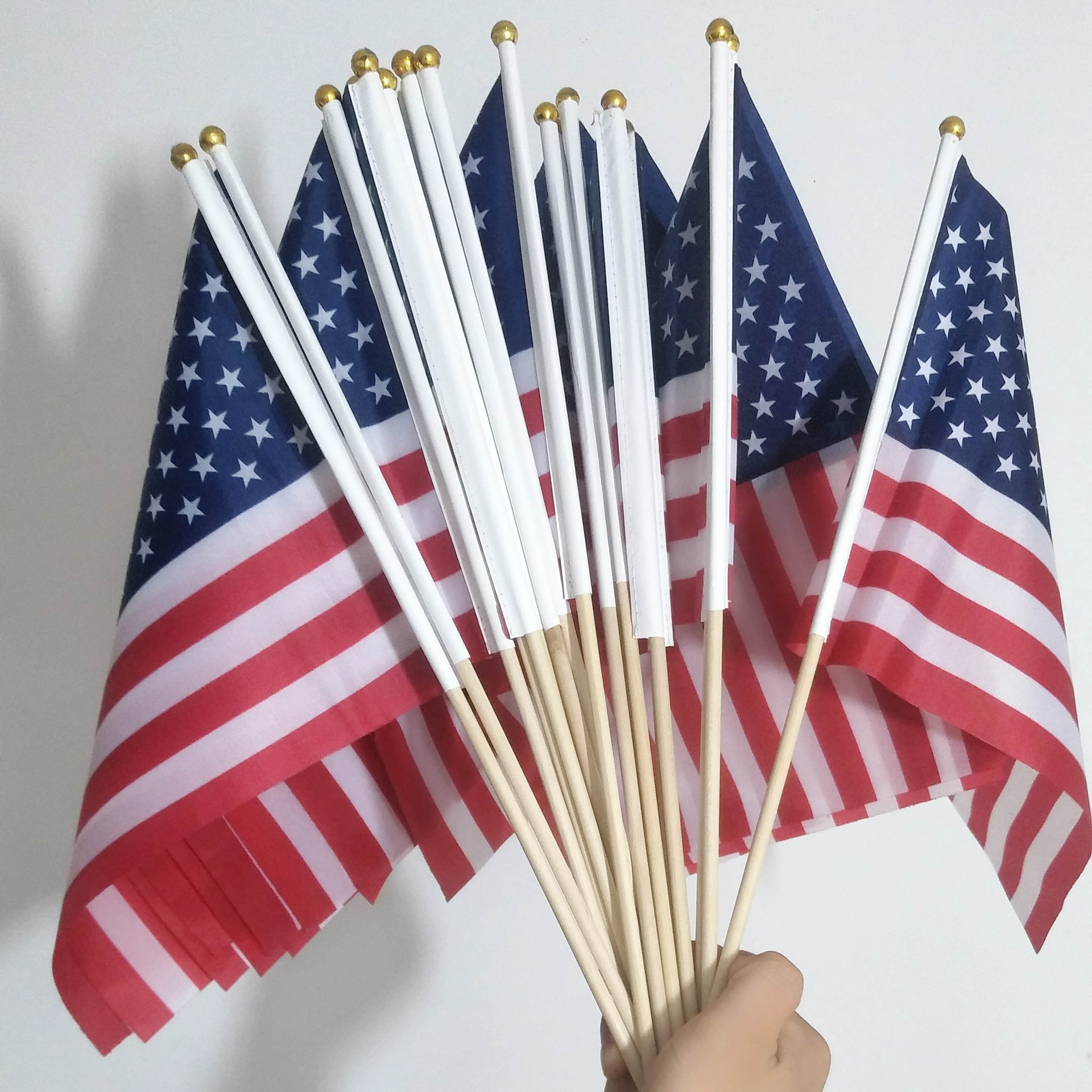 20*30cm手摇美国旗帜批发 星条旗涤纶旗子