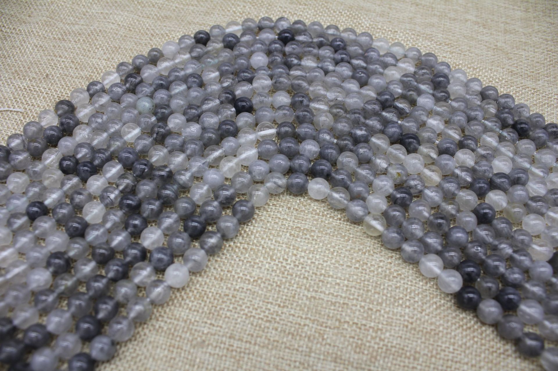金鹏程 天然云水晶魔鬼水晶散珠圆珠半成品 diy饰品配件批发