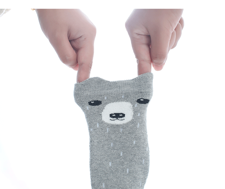 冬款韩版卡通棉儿童加厚毛圈袜子立体耳朵中筒宝宝保暖袜子