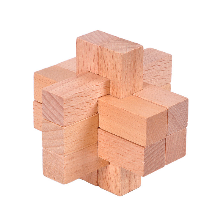 木制成人益智玩具古典玩具孔明锁鲁班锁九根锁九根孔明锁九通榉木