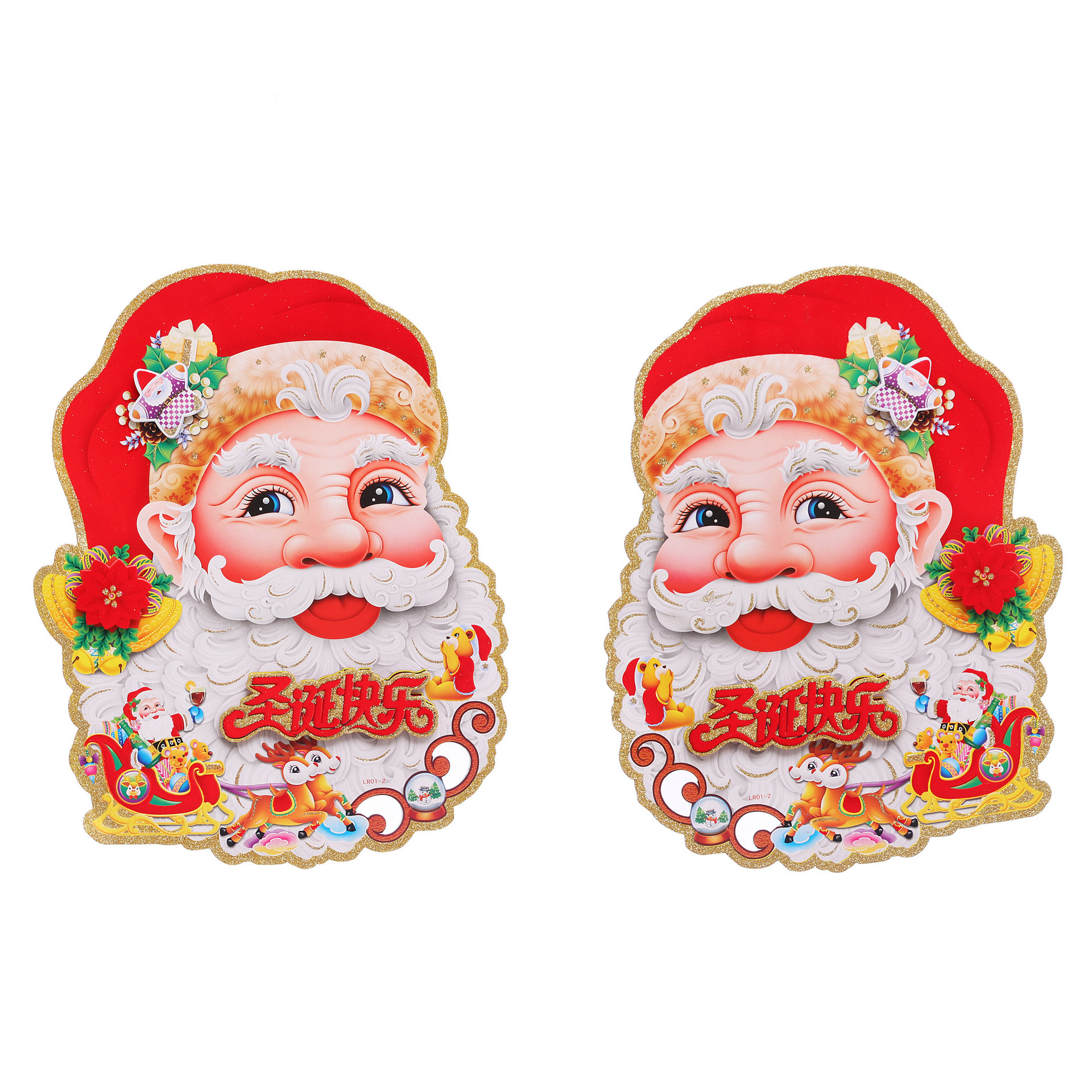 圣诞装饰用品 圣诞节贴画 商场店铺橱窗贴 圣诞老人头贴画批发