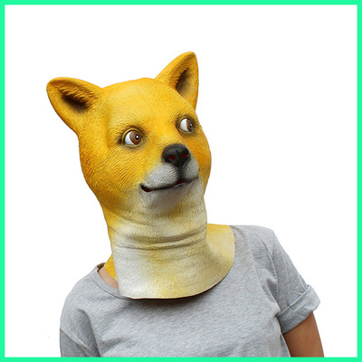 柴犬面具cosplay 乳胶头套疯狂动物城面具化妆舞会厂家直销