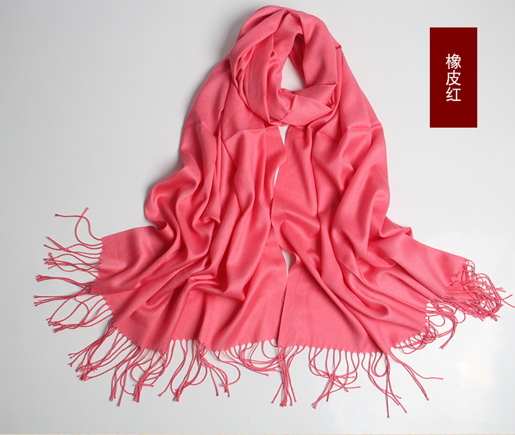 羊毛围巾女 2017秋冬新款韩版薄款纯色羊毛流苏保暖披肩羊绒围巾