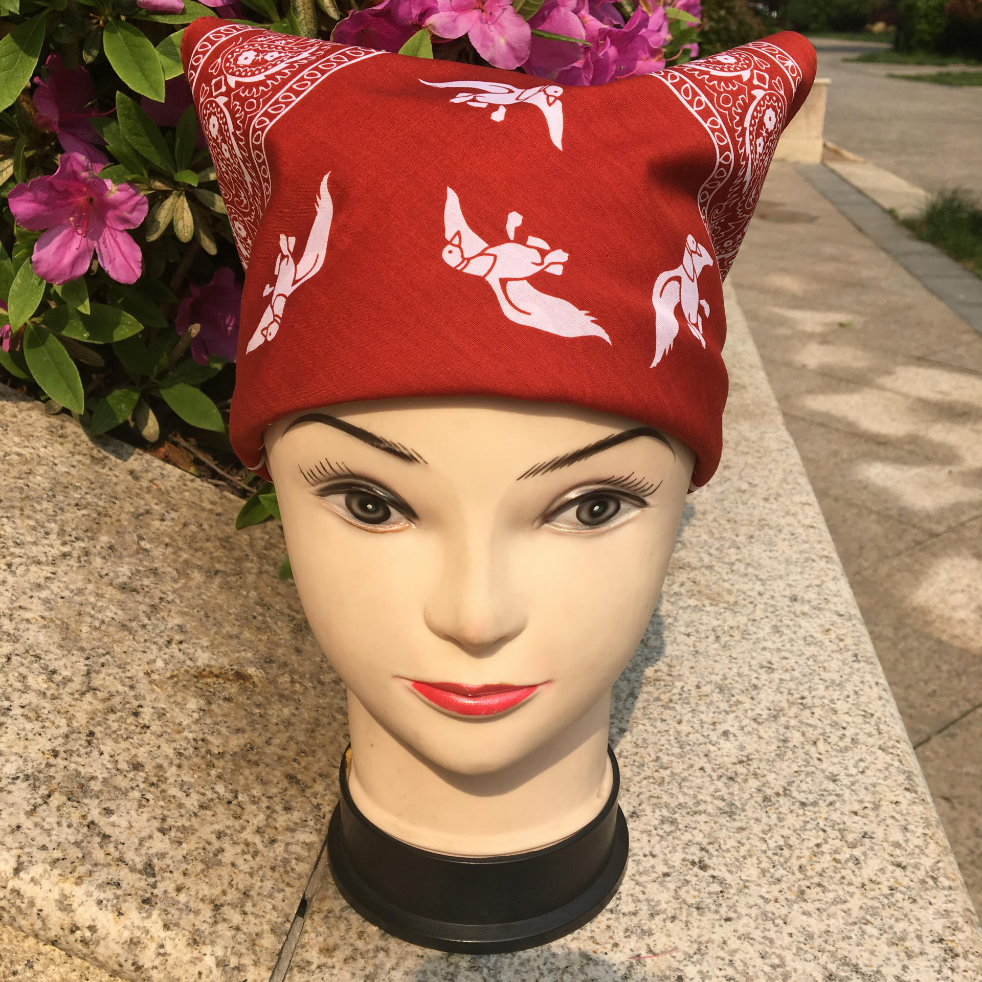 定制logo 自有工厂 出货快 印花 手帕 全棉涤 扎边头巾包头长巾