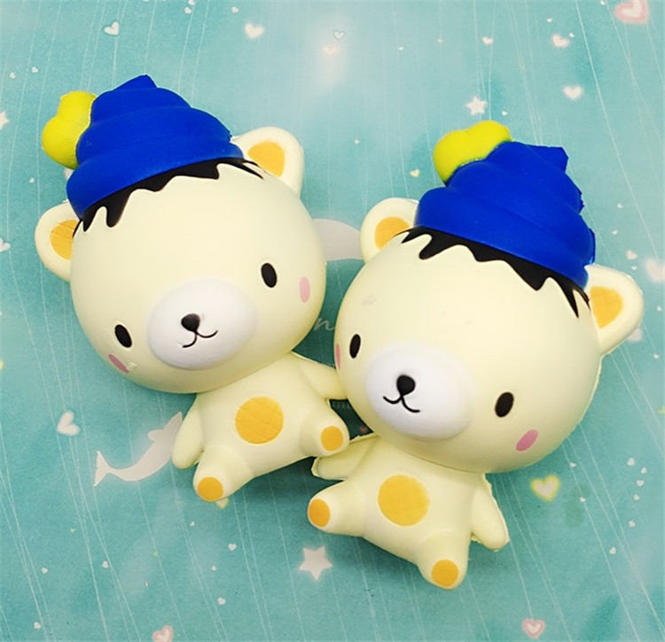 13cm仿真蓝色星空色雪糕熊公仔squishy 慢回弹西瓜雪糕熊面包食玩
