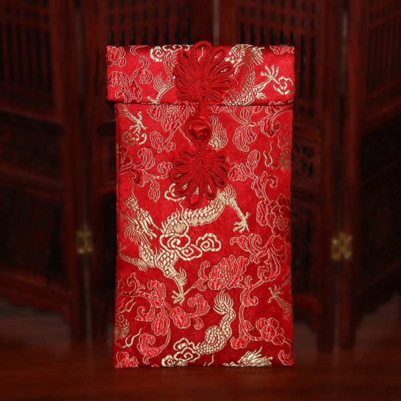 Wedding, Marriage Cloth Red Envelope Brocade Red Envelope New Couple Changed to Silk Cloth Yuan Red Envelope Spring Festival New Year Greeting Lucky Red Packet